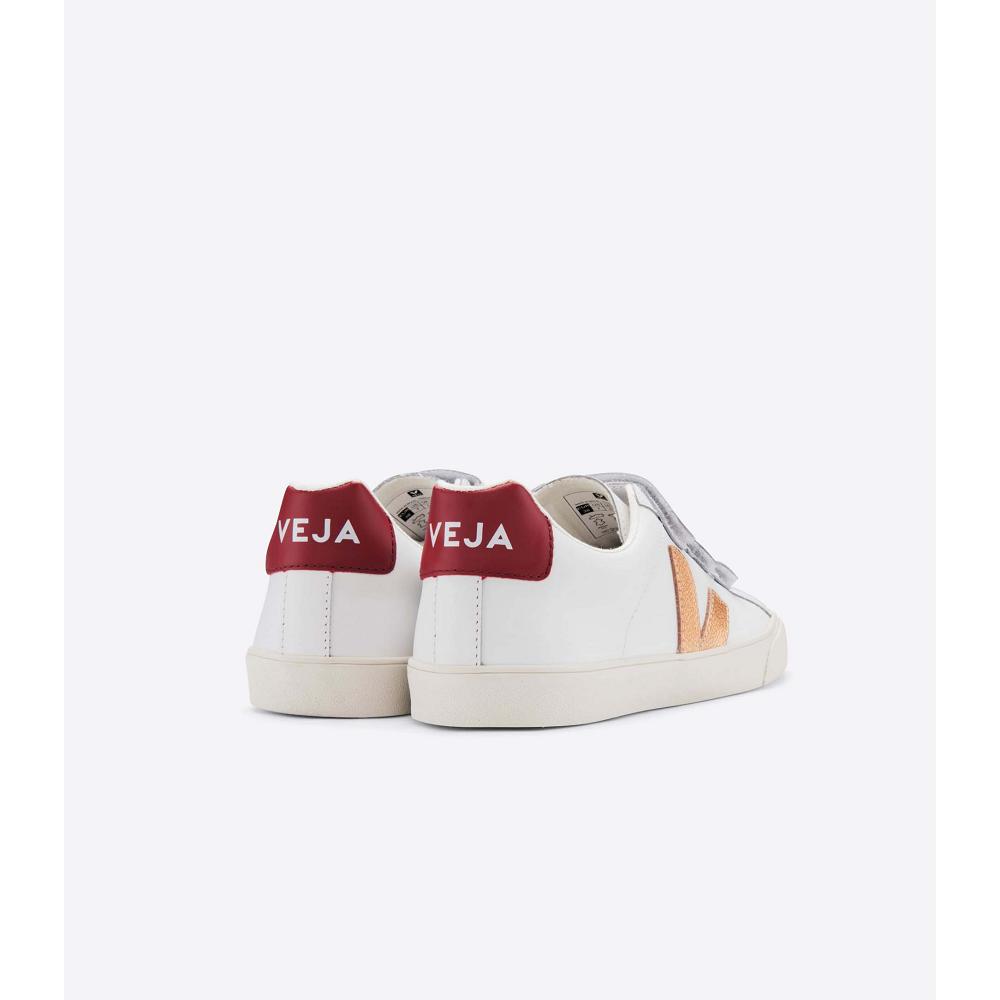 Veja 3-LOCK LEATHER Joggesko Dame White/Red | NO 607RVD